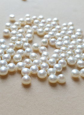 天然淡水单颗迷你小珍珠散珠3-4-5mm半孔扁圆手工编制diy制作耳钉