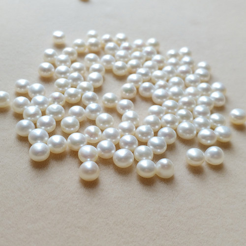 天然淡水单颗迷你小珍珠散珠3-4-5mm半孔扁圆手工编制diy制作耳钉