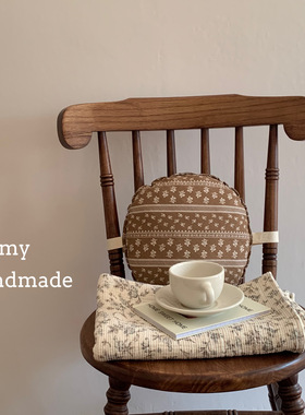 韩国进口ins复古靠枕沙发腰枕午睡枕儿童房床品装饰抱枕餐椅圆枕