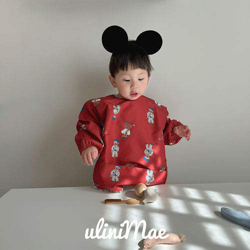 韩系ins宝宝吃饭围兜短袖背心防水罩衣儿童反穿衣食饭兜围嘴四季