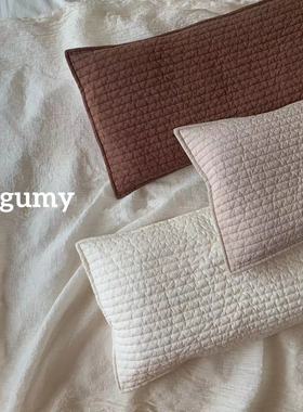 igumy韩国进口婴儿童枕头绗缝低枕长条靠枕四季通用纯棉隔汗安抚