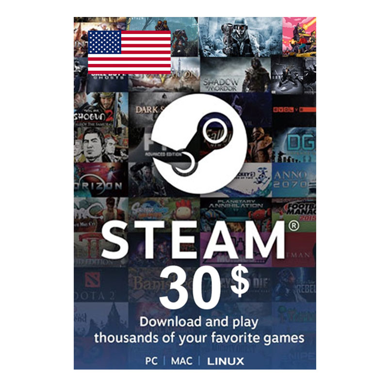 美国steam钱包充值点卡30美金 steam wallet gift card USD30-封面