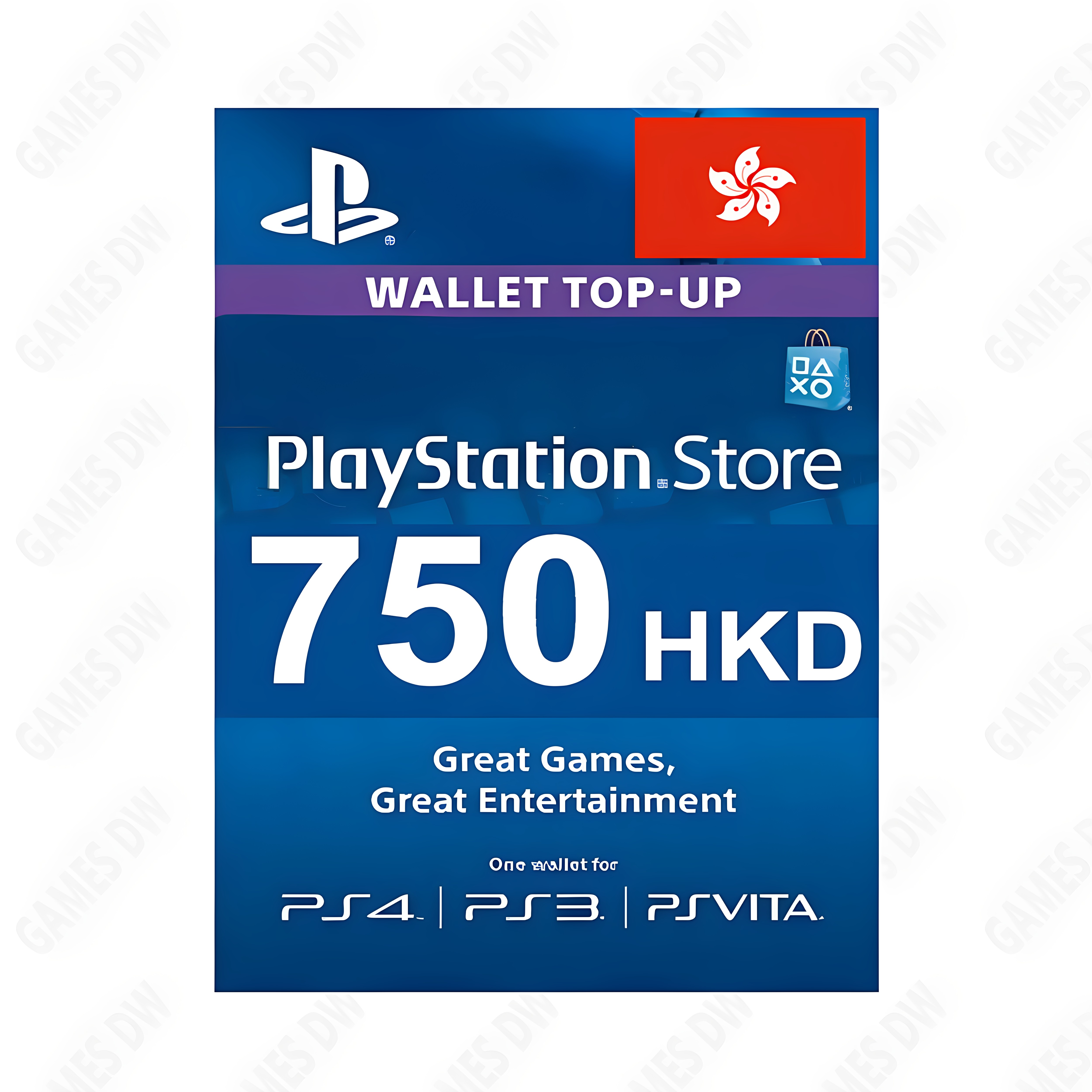 港服psn充值卡750港币 香港SONY750HK$ PlayStation PS4/5 Dollar