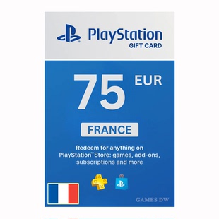 欧洲法国PSN充值卡75欧元 PS5游戏通用PSN卡 PS3/PS4 Pro France