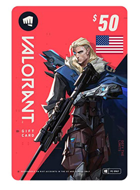 VALORANT无畏契约礼品卡50美元 Riot Games 美服瓦罗兰特VP充值卡