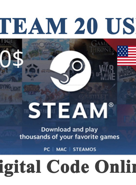 Steam Wallet Gift Card $20 USD Code美国STEAM钱包充值卡20美元