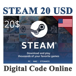 Code美国STEAM钱包充值卡20美元 Steam $20 Gift USD Card Wallet