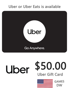 US$50 Uber Eats Gift Card 美国优步打车外卖优惠券礼品卡50美元