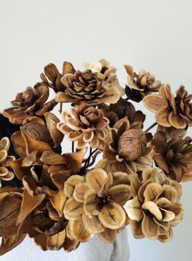 天然莲蓬干花手工油画连摆件客厅插花装饰禅意中式家居摆设