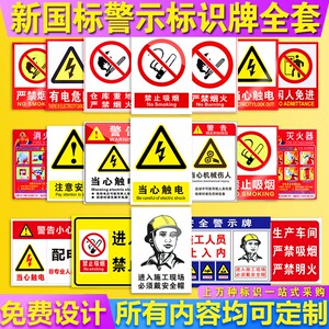 安全标识牌生产车间仓库严禁烟火禁止吸烟提示牌当心触电有电危险警示牌消防灭火器贴纸指示警告标志标牌定做