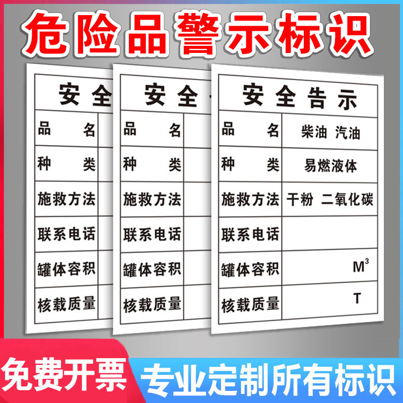 危险品警示牌易腐有毒易燃危险化学品标识油罐车标志标示牌安全告示标识牌车贴消防安全标识志PVC铝板定做1-封面