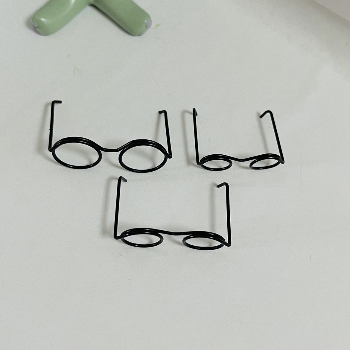 石塑人物眼镜勾针毛线娃娃bjd人偶黑框铁丝迷你袖珍手工diy轻黏土