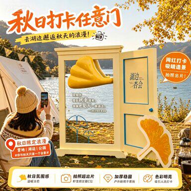 秋季银杏叶任意门美陈造景景区网红打卡户外商场引流拍照景观布置