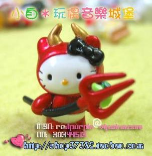三丽鸥06 抱绿苹果红色小恶魔 地域限定版hello kitty挂件