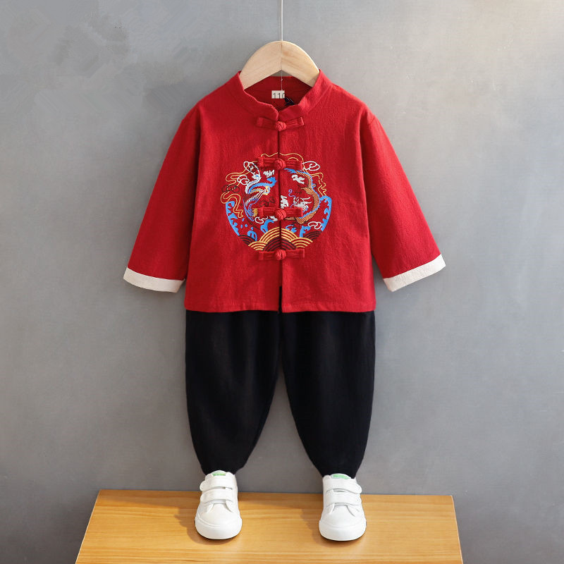 儿童汉服男童国学服中国风中小童书童学生春夏古装朗诵唐装演出服