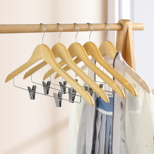 汉服套装专用衣裤架一体木质无痕多功能实木衣架裤夹带夹子二合一