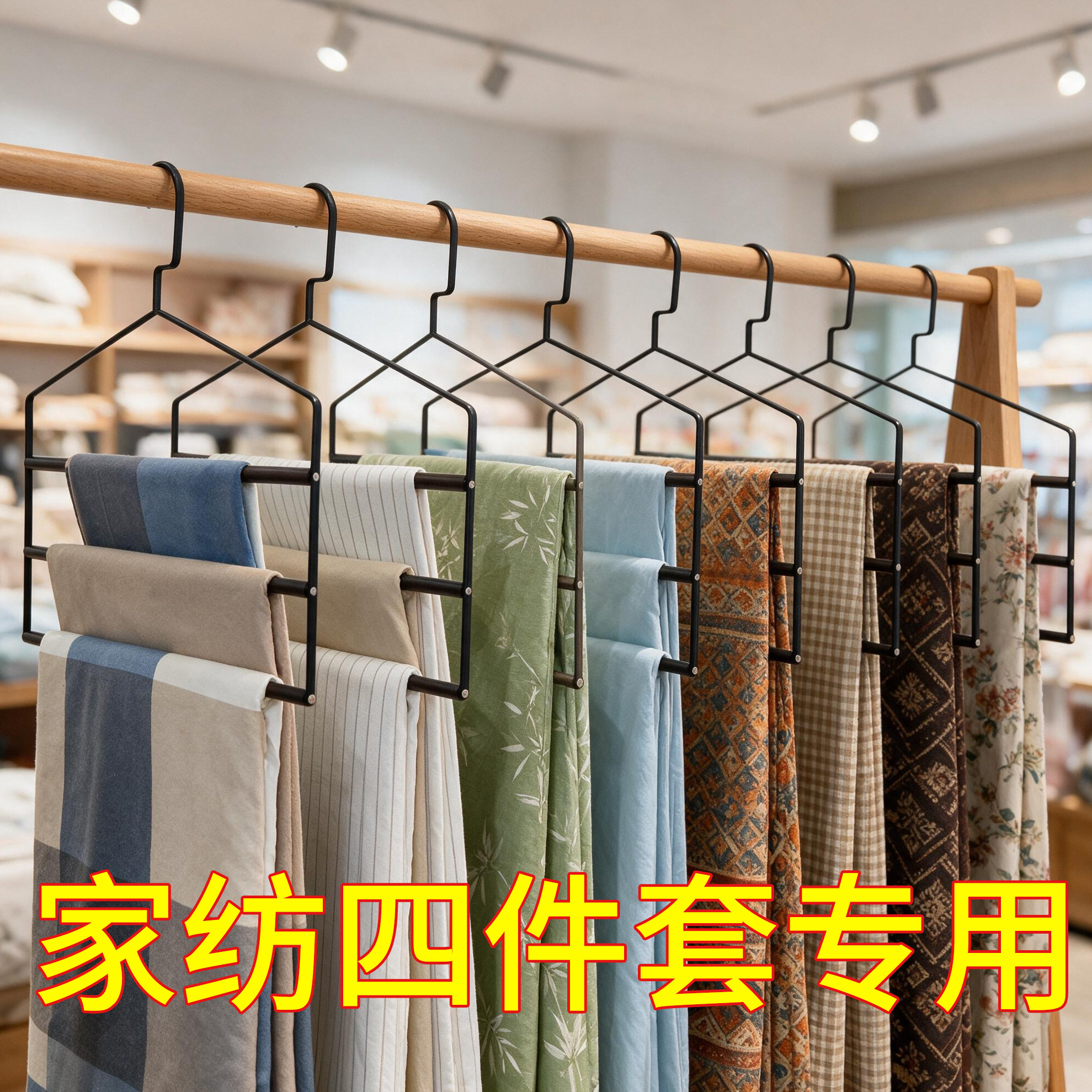 铁艺三层衣架家纺专用四件套被套床单衣挂商超门店陈列架被单衣撑
