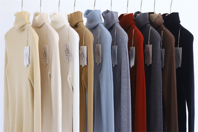 秋冬无缝打底衫纯色莫代尔羊毛高领针织衫高领一体机修身内搭女