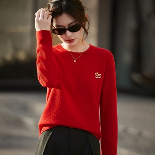 26款幸运属性马红色套头时尚百搭休闲羊毛衫针织衫柔软舒适纯色