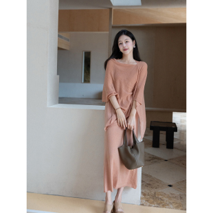 斗篷两件套 女气质吊带连衣裙 Floating 温柔风不规则披肩针织套装