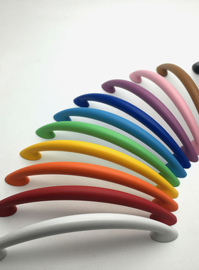 黑色橱柜门拉手白色彩色美式儿童衣柜拉手64/96粉红黄色抽屉把手