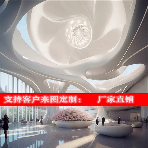 GRG厂家定制商场别墅酒店grg异形天花吊顶楼梯包圆柱弧形前台背景