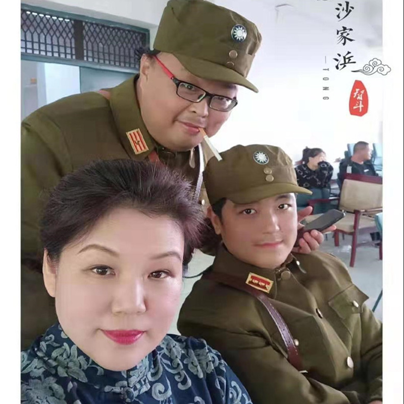 民国军装沙家浜刁德一舞台演出服阿庆嫂表演服装话剧江姐主题摄影