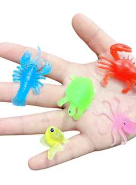软胶仿真超小金鱼缸装饰龙虾螃蟹海龟章鱼八爪鱼套装儿童戏水玩具
