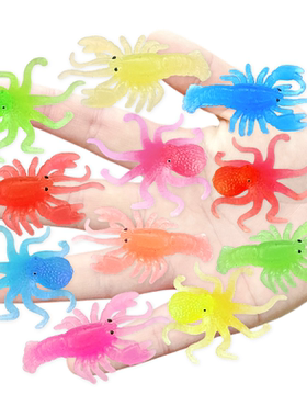 软胶仿真迷你小龙虾小章鱼八爪鱼套装幼儿园儿童认知海洋动物模型