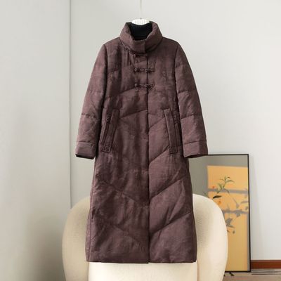 国风立领长款羽绒服2025冬季新款轻便气质洋气古典新中式妈妈羽绒