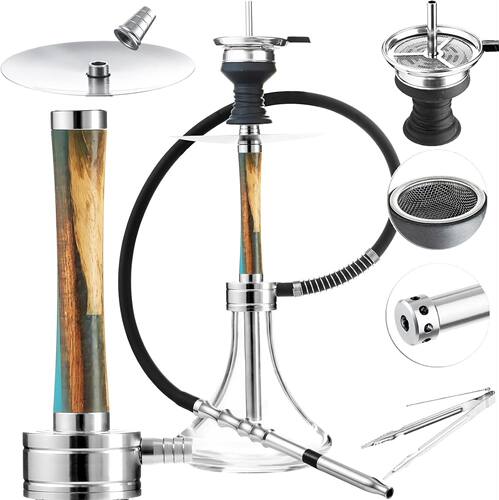 跨境阿拉伯水烟8孔出气铝合金水烟壶套装HOOKAHSHISA烟具