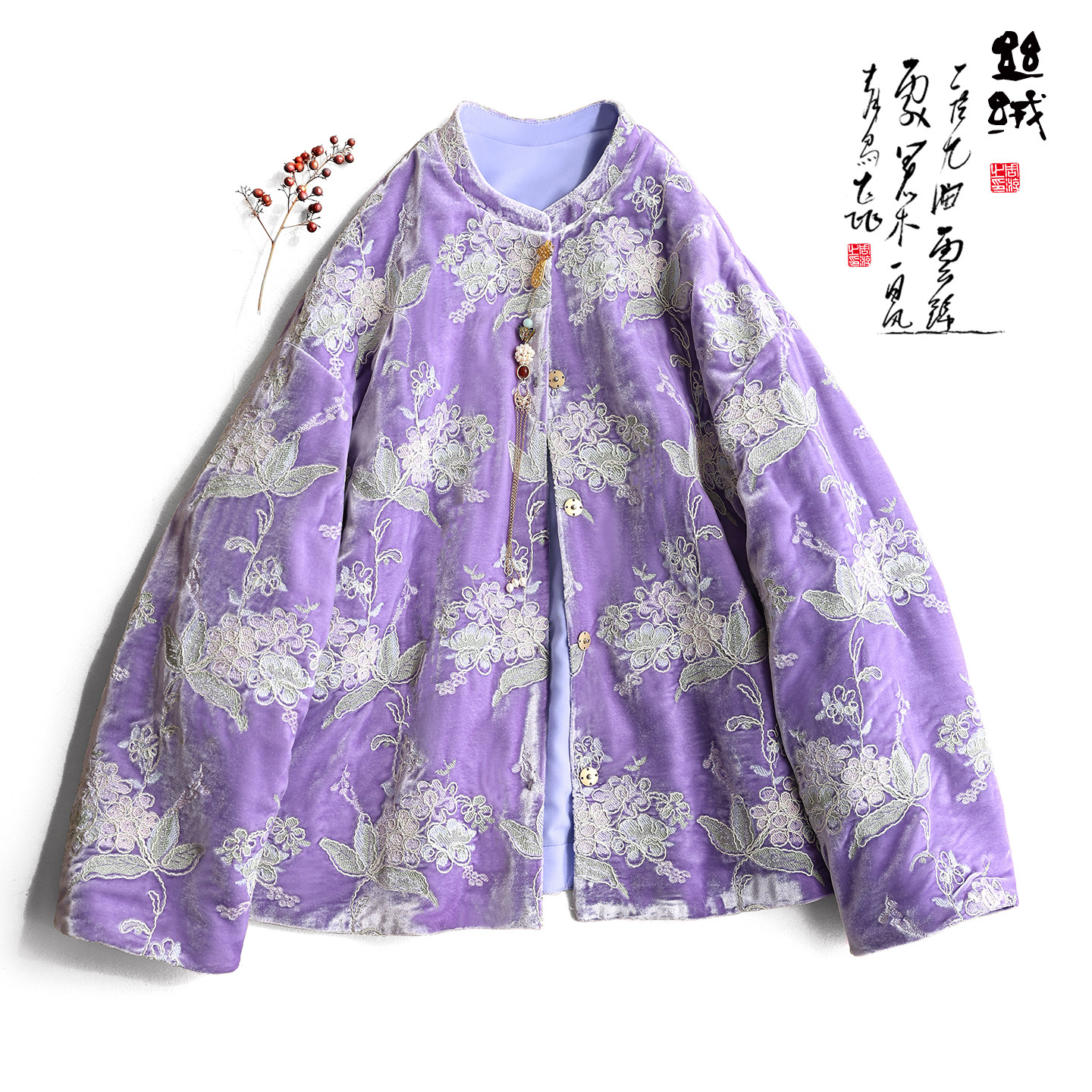 云澍原创 丝绒刺绣年轻款新中式国风改良唐装外套棉服上衣女秋冬,女装/女士精品,棉衣/棉服,淘宝优惠券,粉丝福利购,淘宝优惠卷