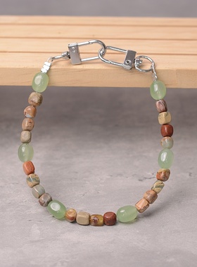 原创设计国风寿山石东陵玉手机链双扣手腕短款挂绳ccd链手机挂链