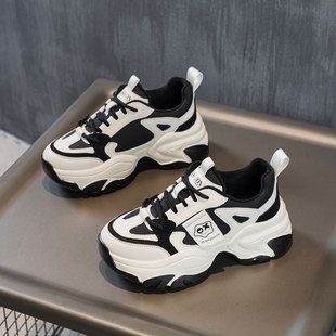 真皮厚底增高轻便软底休闲百搭运动鞋 春秋季 女ins潮鞋 炸街老爹鞋