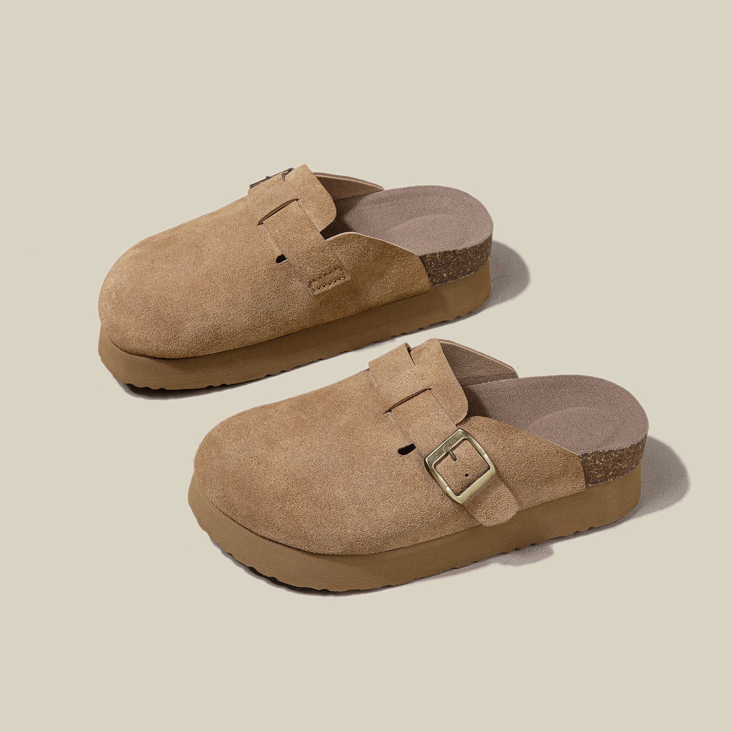 厚底勃肯鞋女真皮2026新款春夏季松糕底增高包头半拖女休闲凉拖鞋