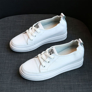 内增高小白鞋女真皮白色套脚头层牛皮透气百搭休闲一脚蹬显瘦女鞋