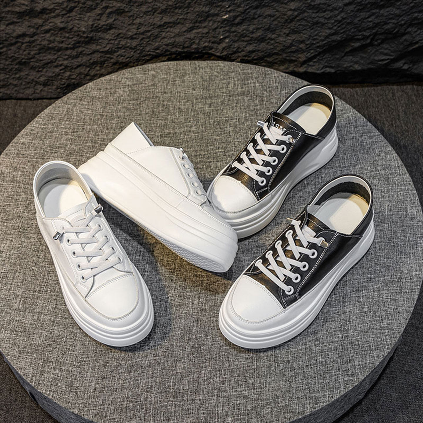 厚底小白鞋女真皮透气春季踩脚两穿女鞋软底懒人轻便百搭休闲鞋子