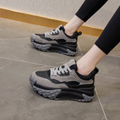 厚底老爹鞋 子 真皮轻便软底休闲运动鞋 女2026新款 小个子增高秋冬季