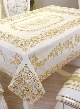 PVC烫金桌布长方形茶几垫防水防油免洗防烫隔热台布欧式餐桌垫