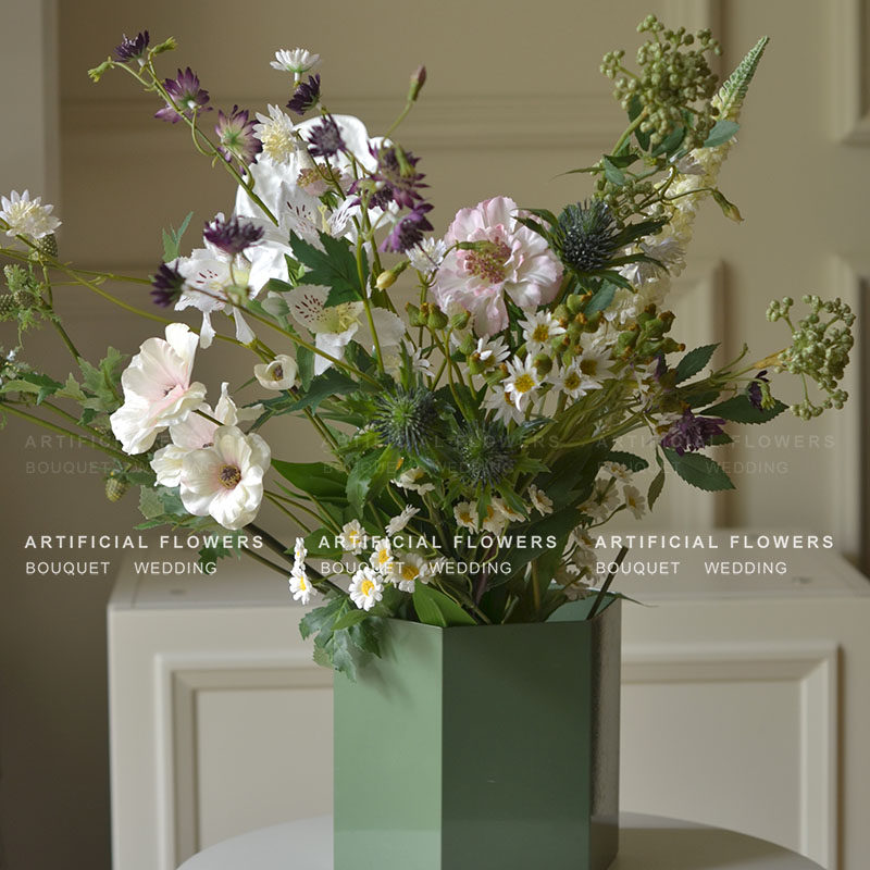 随手一把就是漂亮的花束 灵动仿真野花花束 星芹花白掌蝴蝶洋牡丹