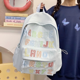 双肩包 书包2025流行字母涂鸦书包初中女生高颜值背包女大学生时尚