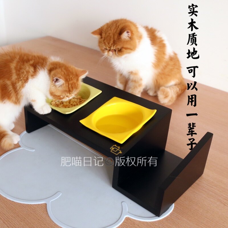 vivipet宠物经典实木斜面猫碗架多用途餐桌饭碗猫咪狗狗水食碗餐