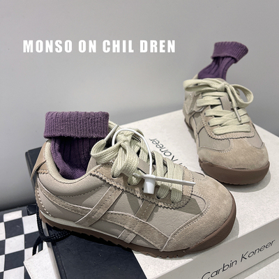 儿童运动鞋2025秋季新款男童真皮阿甘鞋潮牌女童真皮童鞋软底鞋子