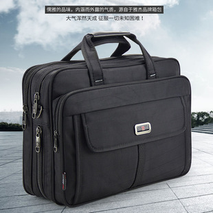 单肩斜挎电脑公文包大容量商务旅行包上班办公男包扩展加厚手提包