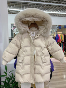 不退不换 断码清仓皇家木木子中大童中长款带帽狐狸毛领A版羽绒服