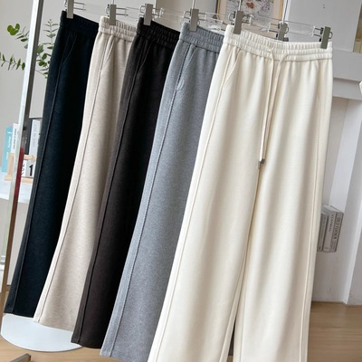秋冬醋酸+绵羊毛加绒加厚直筒裤