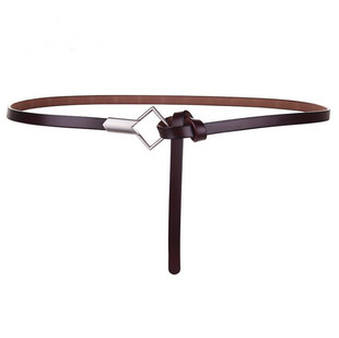 欧美春季新款女士真皮细腰带韩版百搭休闲连衣裙装饰打结细皮带女