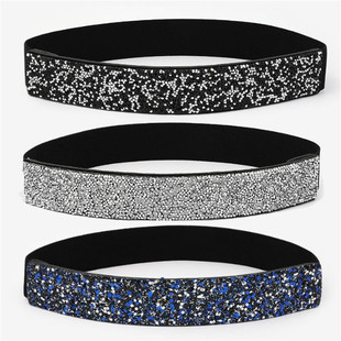 跨境bling水钻镶嵌满钻松紧腰带闪钻女士时尚百搭连衣裙水晶腰封