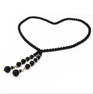 新款装饰腰带腰链女大码加长百搭连衣裙腰带细胖大珍珠腰链毛衣链