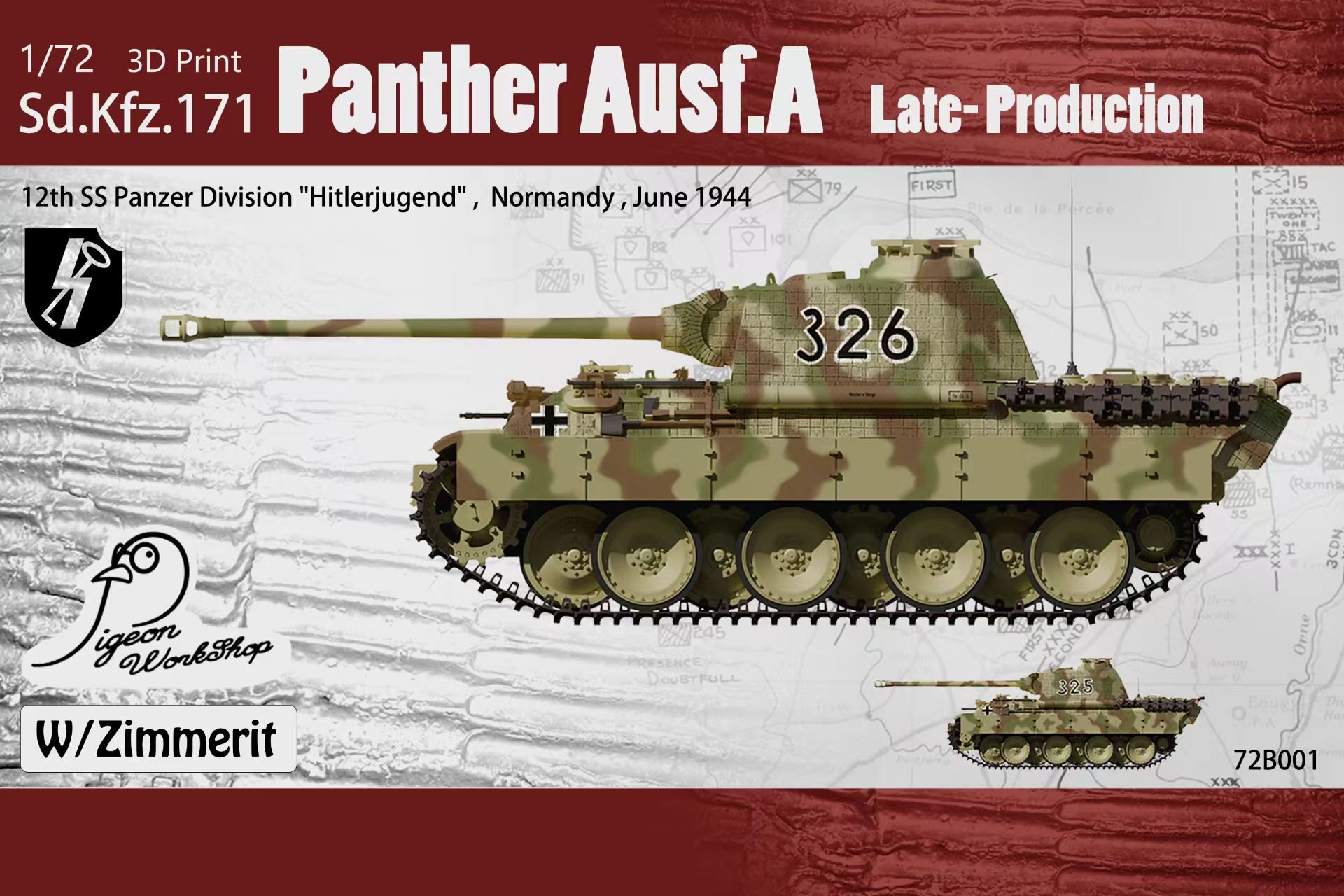 goods in stock   Pigeon   72B001   1 / 72 Germany panther  Tank Type A Late type belt waffle Antimagnetism armor